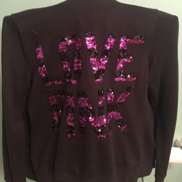 PINK Victoria's Secret Tops - GUC Black Sequin VS Pink Zip Up Hoodie